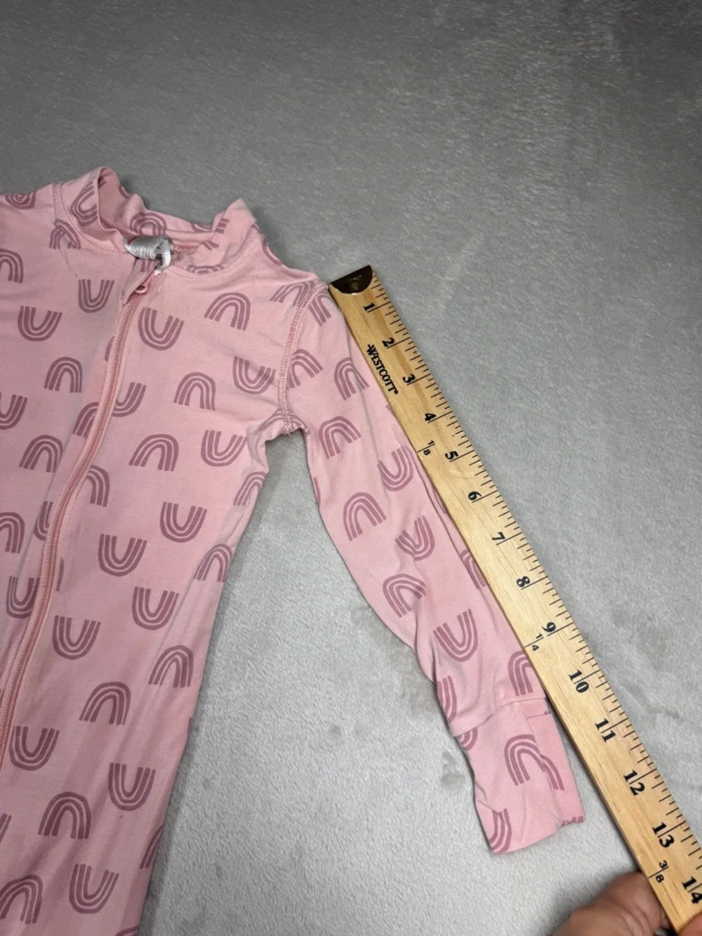 Hanna Andersson Layette Tencel Print Sleeper Blush Pink Rainbow Footie 12-18 M - Picture 7 of 16